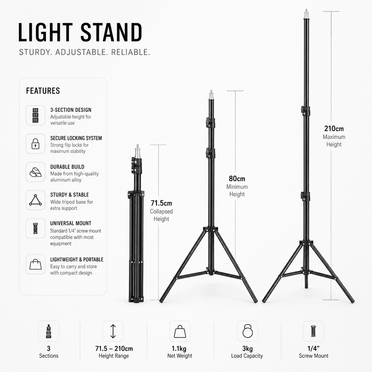 Light Stand Black Specs